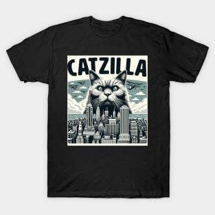 Catzilla Funny Cat Kitten Design T-Shirt